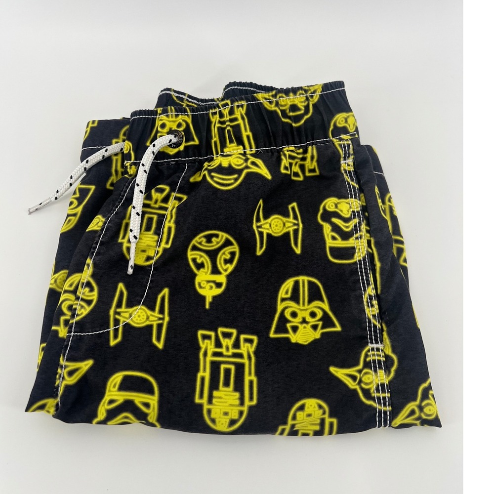 Gap Kids Star Wars Swim Trunks Black Neon Yellow Board Shorts Boys Medium M 8